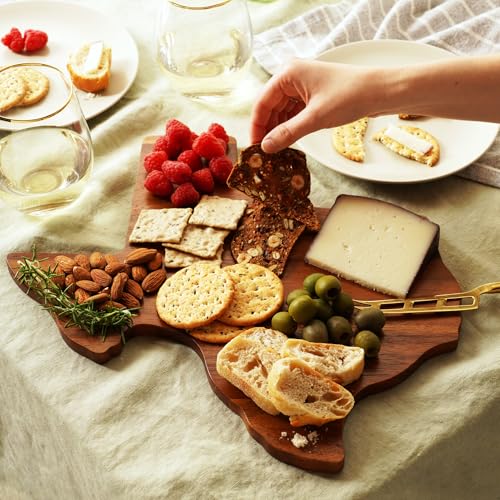 Twine Texas-Shaped Acacia Wood Cheese Board - Durable Cheese, Charcuterie and Serving Platter with Hanging Loop, Perfect for Entertaining and Kitchen Décor, Texas Cutting Board, Set of 1 - style: Texas Cheese Board