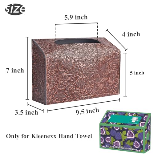 Leather Cover for Disposable Paper Hand Towel Box, Compatible with Kleenex Paper Hand Towel(1-Carved Red Cooper) - color: 1-carved Red Cooper