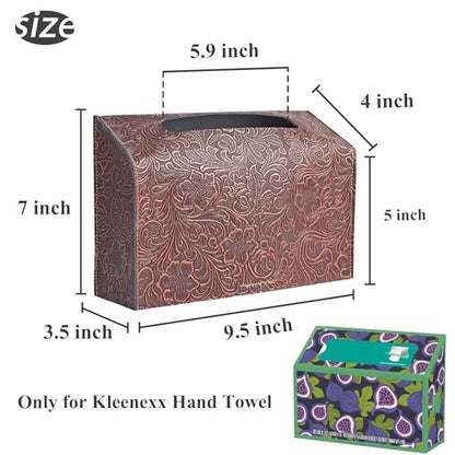 Leather Cover for Disposable Paper Hand Towel Box, Compatible with Kleenex Paper Hand Towel(1-Carved Red Cooper) - color: 1-carved Red Cooper