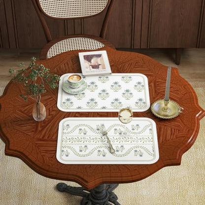 Vinyl Waterproof Placemats Set of 6 Rectangular,12"*17"-Mosella B | Wipeable Beautiful Print Place Mats,Stain Resistant,Heat Resistant,Everyday Meals,Kitchen,Dinning,Holiday,Decor - color: Mosella B