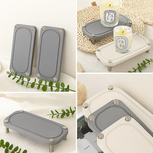 Home Sink Caddy - Water Absorbing Stone Tray for Sink - Stainless Steel Feet - Fast-Drying Stone Sink Tray for Kitchen Counter (Grey, 10"X4")