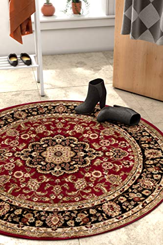 Well Woven Barclay Medallion Kashan Red Traditional Area Rug 7'10'' Round - color: Red, size: 7'10" (Round)