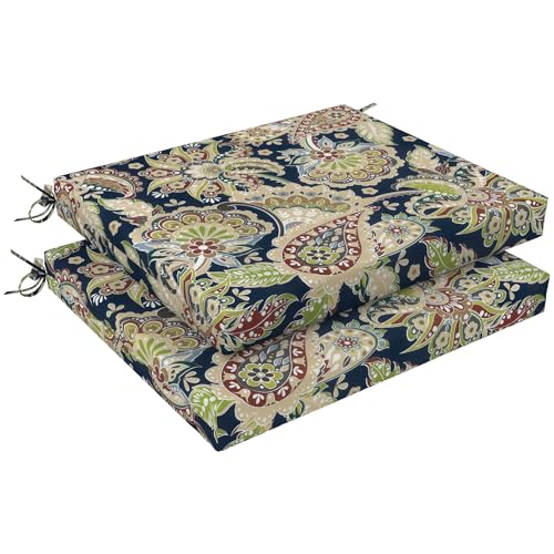 LVTXIII Outdoor Chair Cushions, Fade-Resistant Patio Furniture Cushions Outdoor Chair Pads with Ties for Dining Chairs and Garden Furniture Use, 18.5"x16"x2" 2 Pack, Paisley Sapphire Blue - color: Paisley Sapphire Blue, size: 18.5"x16"x2" ( Set of 2 )