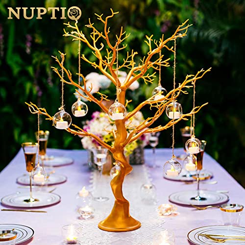 108 Pcs Mini Hanging Tealight Holder with LED Candles, 2.36in Hanging Glass Globes Candle Holder, Hanging Glass Terrarium Glass containers for Wedding Party Tree Decoration (Contains LED Candles) | Includes Flameless Votives, 2.36-Inch Clear Globes, Ready