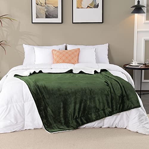 Sherpa Fleece Throw Blanket, Olive Green, 50x60 inches | Double-Sided Super Soft Luxurious Plush Blanket Throw Size - color: Olive Green, size: 50"×60"