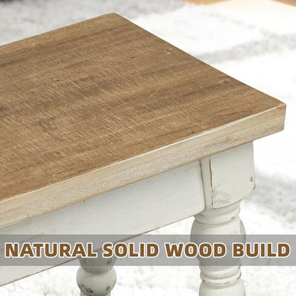 Farmhouse Solid Wood Plant Stand Indoor, Rectangular Wooden Plant Stool & Flower Pot Riser for Small Medium Pots, Rustic Tabletop Succulent Holder for Living Room, Patio Decor
