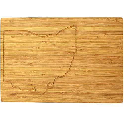 BambooMN Large Ohio Grooved Image Premium Bamboo Cutting Board - 17" x 11.5" x .75" - 2 Pieces - size: 17" x 11.5" (Ohio)
