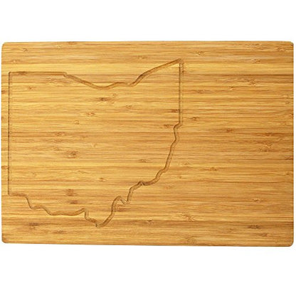 BambooMN Large Ohio Grooved Image Premium Bamboo Cutting Board - 17" x 11.5" x .75" - 2 Pieces - size: 17" x 11.5" (Ohio)