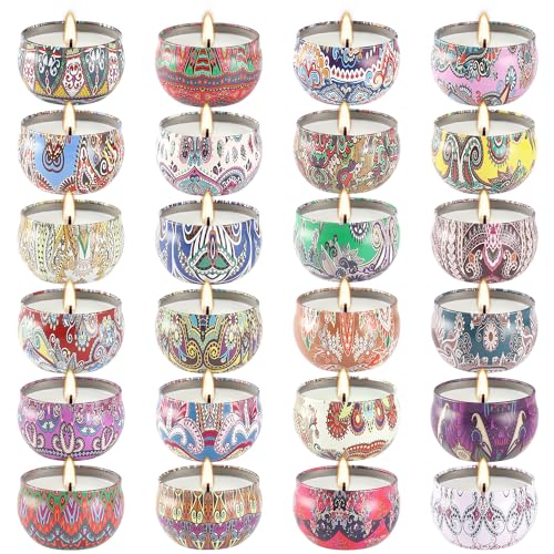 Scented Candles Gift Set, 2.5 oz Soy Wax Aromatherapy Candle for Home, Romantic Candles Gift for Mother Day Christmas Valentines Birthday (24 Pack) - color: 24Pack-Brown