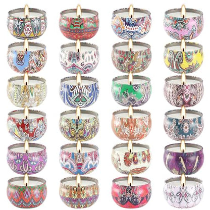 Scented Candles Gift Set, 2.5 oz Soy Wax Aromatherapy Candle for Home, Romantic Candles Gift for Mother Day Christmas Valentines Birthday (24 Pack) - color: 24Pack-Brown