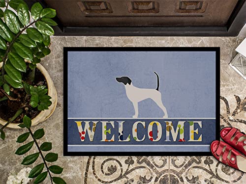 Caroline's Treasures BB5499MAT English Pointer Welcome Doormat 18x27 Front Door Mat Indoor Outdoor Rugs for Entryway, Non Slip Washable Low Pile, 18H X 27W