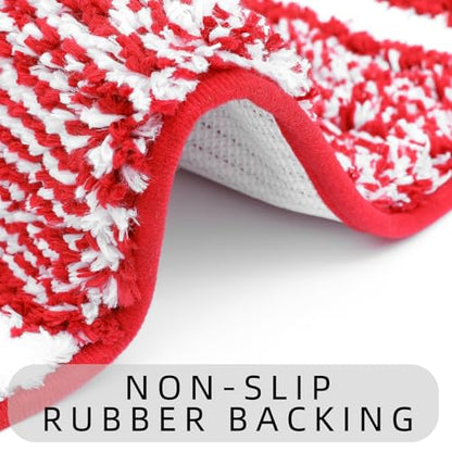Red Bath Rug Mat Non Slip,Stripe Floor Doormat,20"x32" | Small Area Rug,Throw Rugs,Rubber Backed,Soft microfiber,Machine Washable,Bathroom,Entryway,Kitchen,Bedroom - color: Red4