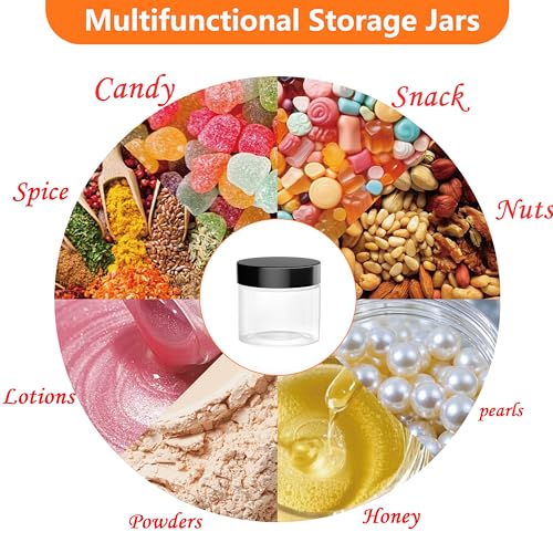 72PCS 3oz/88ml Plastic Jars with Screw On Lids Pressure Sensitive Seal,Clear Container for Storing Dry Food,Lotion, Makeup, Slime, Honey Jam, Cream, Butter,Black - color: Plastic-72Pack-Black