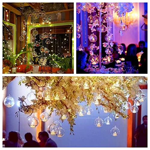 18pcs of Hanging Candle Holders - Glass LED Tealight Holders, Glass Globe Plant Terrariums, 3.15"/8cm Hanging Tealight Holder Terrariums for Birthday Party Tree Christmas Wedding Home Decor - size: 18pcs (3.15"Diameter)