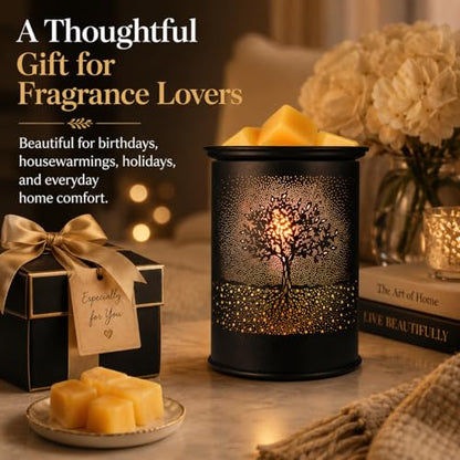 Metal Wax Melt Warmer Tree Candle Wax Warmer for Scented Wax Melter | Electric Wax Melts Wax Cubes Black Candle Lamp for Home Office Decor,Wax Burner as Gifts for Mom Grandma Women Girls - style: Tree