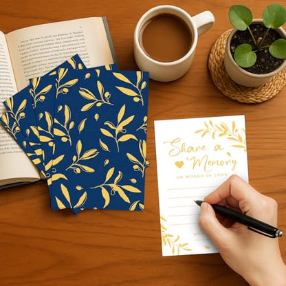 Pajean 50 Share a Memory Cards for Celebration of Life,Blue,Gold,Trendy - color: Blue Gold, style: Trendy