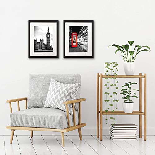 Americanflat 11x14 Picture Frame with Shatter-Resistant Glass - Set of 2 - Use as 8x10 Frame with Mat or Display 11x14 Photo Without Mat - Signature Collection - Picture Frames for Wall - Black | Engineered Wood construction, Shatter-resistant glass, hang
