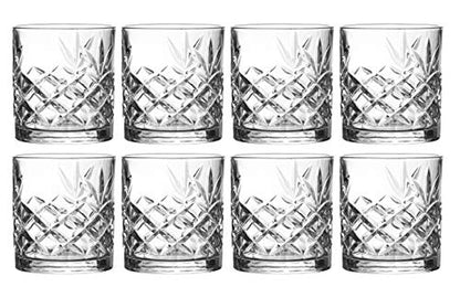 Royalty Art Kinsley Whiskey Glasses, Set of 4, 10.6 oz Crystal Tumblers | Bourbon, scotch, whiskey, cocktails, distinctive Kinsley design, gift for enthusiasts - style: Lowball