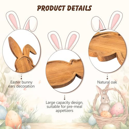 Yoshiky Farmhouse Bunny Serving Wood Trays, Nesting Rabbit-Shaped Wooden Charcuterie Serving Platters for Easter or Spring Rustic Decorative