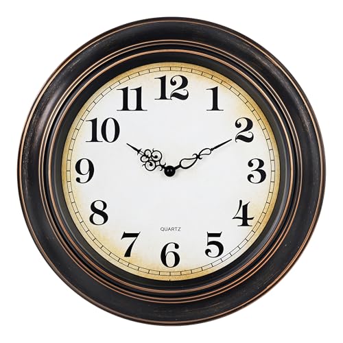 18 Inch Large Wall Clock for Living Room,Silent Vintage Bronze Wall Decor | Battery Operated Farmhouse Kitchen Office - color: 18'' Bronze