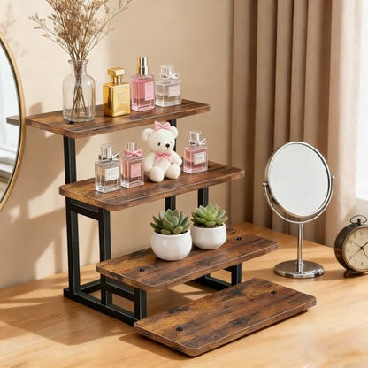 Lilybud--lily Cupcake Stand for 50 Cupcakes, 4 Tier Wooden Risers Display Stands Stepped Dessert Table Display Set with Metal Frame Tiered Tray Stand Serving Trays for Party Farmers Market Display - size: 4 Tier - 1 Pack