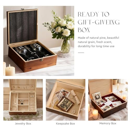 AW BRIDAL Engagement Gifts for Couples Fiance and Fiancee Wine Glasses Set | Engaged Wine Glasses with Wine Stopper & Wood Keepsake Box, 2026 Wedding Gifts for Newlyweds, Bride to Be Gifts for Women - style: Fiance/Fiancee