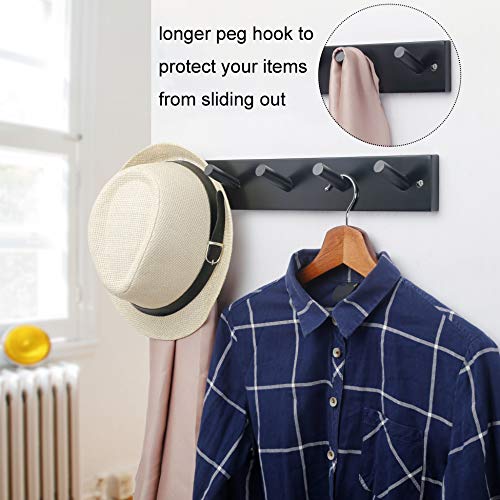 WEBI Coat Rack Wall Mounted,Coat Hanger Wall,16" Hole to Hole,Coat Hooks Wall Mount,Hook Rack Peg Rail,5 Hooks for Hanging Jacket,Hats,Clothes,White - color: White, size: 17 inch