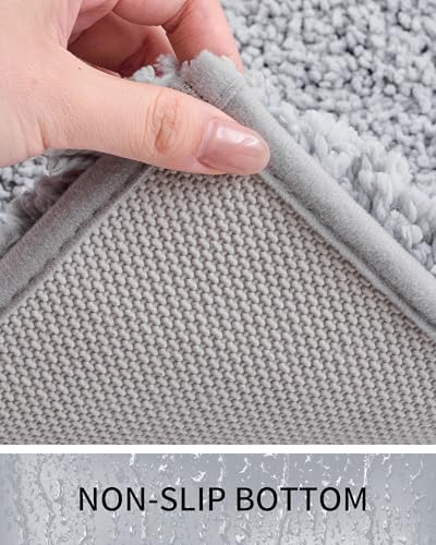 Toilet Rugs U-Shaped Mat 24x22, Contour Bathroom Mat - Ultra Soft & Absorbent Microfiber, Quick-Dry, Machine Washable with High Density Foam Latex Non Slip Backing, Silver Grey - color: Silver Grey, size: 24" X 22"(Toilet Rug)