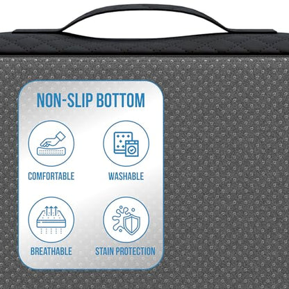 Extra Large Wheelchair Seat Cushion - for Sciatica and Lower Back Pain Relief, Anti-Slip, Removable Strap, Coccyx Pain Relief, 19” X 17” X 3” (Black) - color: Black
