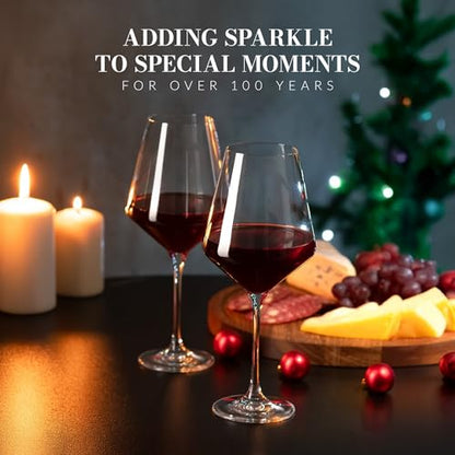 Krosno Classic Red Wine Glasses Set of 6 pieces, 16.6 oz, Avant-Garde Collection, Crystal Glass Thin Rim Long Stem Unique Elegant Premium, Dishwasher Safe, Made in Europe - size: 16.6 Ounces