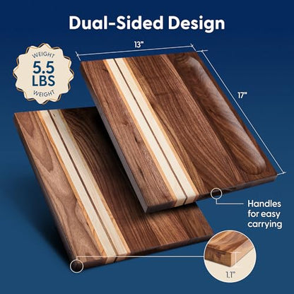 Sonder Los Angeles Motley Cutting Board, Walnut Cherry Maple, 17x13x1.1 in | Non-toxic, Edge Grain, Crackerwell for Charcuterie and Meal Prep, Built-in Handles, Reversible, Gift Box Included, 5.5 lbs - color: Motley | Black Walnut | Edge Grain