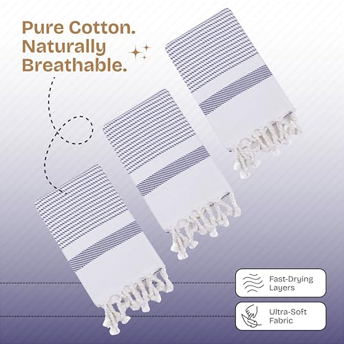 Indigo Blue Turkish Kitchen Towels 16x26 Inch, 5 Pack, 100% Cotton, Soft, Absorbent, Fast Dry, Machine Washable, Dish Towel with Tassels for Drying Dishes, Cleaning, Everyday Use - color: Indigo Blue, style: 5 Pack