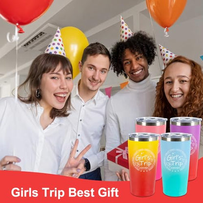 4 Pack Girls Trip Tumbler Set | 20oz Stainless Steel Insulated Tumblers with Lids Straws, Girls Trip Gifts for Women Friends, 2026 Gradient Tumblers - color: Style 1