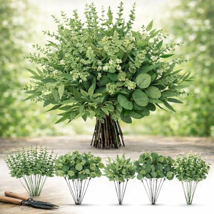 Artificial Eucalyptus Leaves 130 Stems Faux Greenery Branches for Vase Arrangement Wedding Decor Indoor Outdoor Table Centerpiece Home Decoration