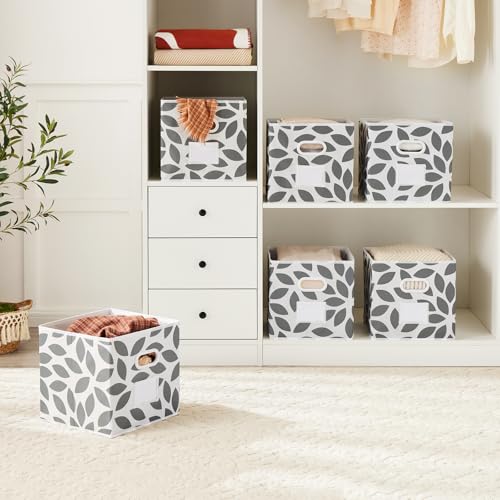 MAX Houser Set of 4 Foldable Fabric Storage Bins with Dual Plastic Handles, Closet Bedroom Drawer Organizer, Grey - color: 27 dark grey