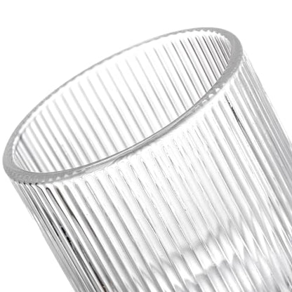 DEAYOU Set of 6 Ribbed Vintage Wine Glasses, 8 oz Clear Interlocking Ribbed Water Goblet Glasses, Unique Short Stem Cocktail Glasses for Iced Tea, Juice, Whiskey, Beer, Dessert, Party