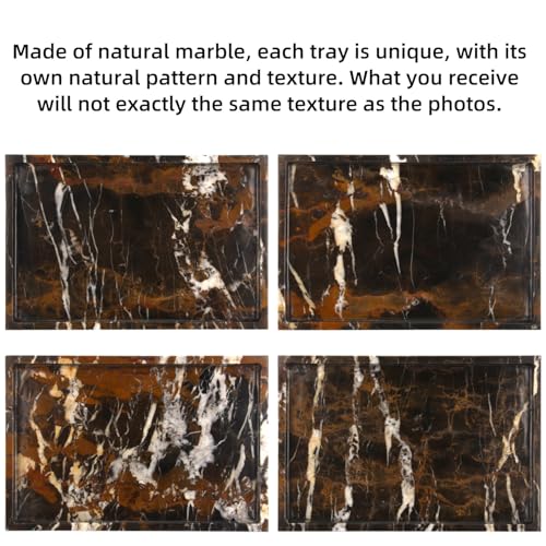 Marble Bathroom Vanity Tray, Black Gold, 12" x 8" x 0.8" | Home Kitchen Bathroom Tray, Natural Stone Decorative Countertop Trays, Soap Dispenser Perfume Key Trinket Ring Tray - color: Black Gold