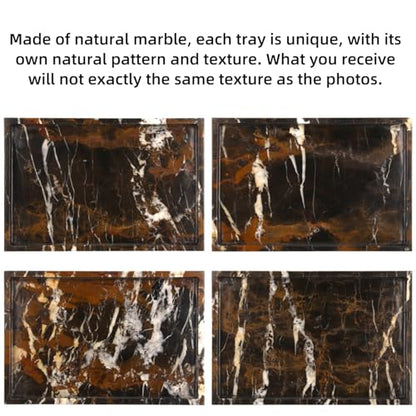 Marble Bathroom Vanity Tray, Black Gold, 12" x 8" x 0.8" | Home Kitchen Bathroom Tray, Natural Stone Decorative Countertop Trays, Soap Dispenser Perfume Key Trinket Ring Tray - color: Black Gold