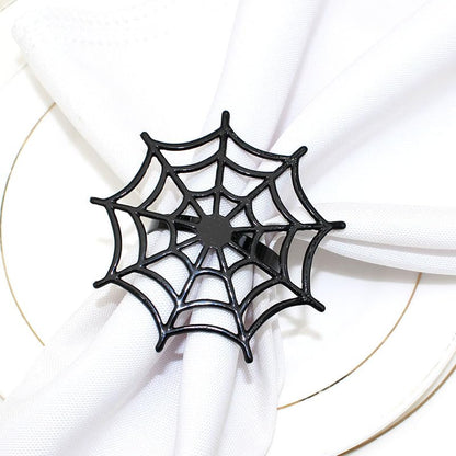 6Pcs Halloween Spider Web Napkin Rings Metal Spooky Napkin Holder Napkin Buckle Serviette Buckle Party Supplies for Halloween Dinning Table Costume