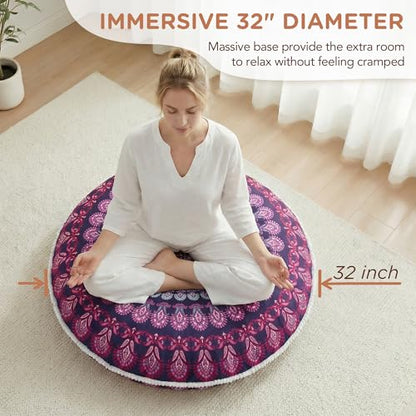 Codi 32 Inch Round Floor Pillow, Large Meditation Pouf Cushion , Memory Foam Stuffer Circle Throw Pillows - (Purple Orchid, 1 Count (Pack of 1)) | Oversized Round Seating for Yoga & Zen, Supportive Shredded Memory Foam Filling, Removable Machine Washable