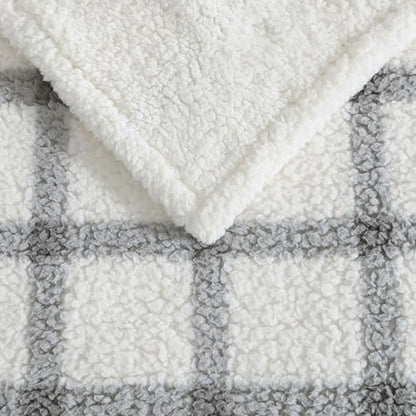 Eddie Bauer - Throw Blanket, Ultra-Soft Plush Bedding with Faux Shearling Reverse, Blanket for Couch & Bed (Bunkhouse Plaid Grey, 50" x 60") - color: Bunkhouse Plaid Grey, size: 50" x 60"