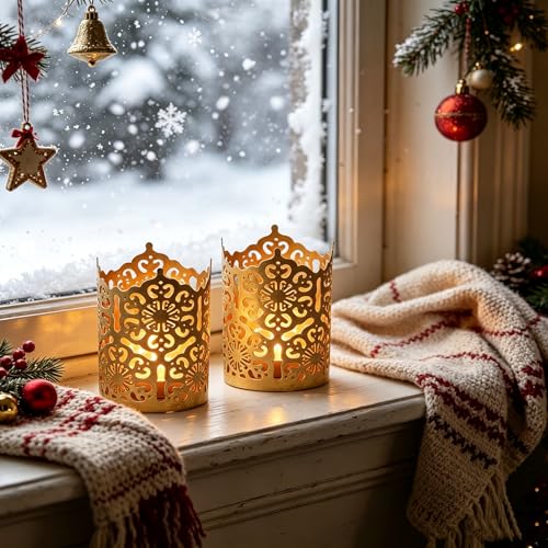 Hosley Set of 3 Gold Diamond Cut Candle Holders 4 Inches High Elevate Your Space with Elegant Metal Candle Holders in a Value Pack - color: Gold 3 Pack, size: 4 inch High