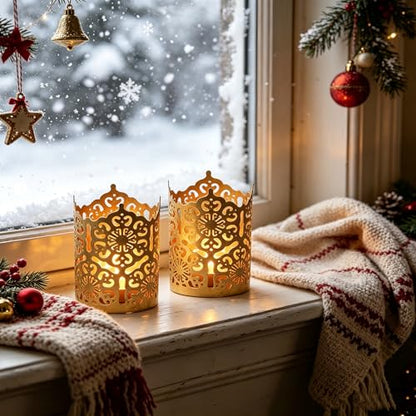 Hosley Set of 3 Gold Diamond Cut Candle Holders 4 Inches High Elevate Your Space with Elegant Metal Candle Holders in a Value Pack - color: Gold 3 Pack, size: 4 inch High