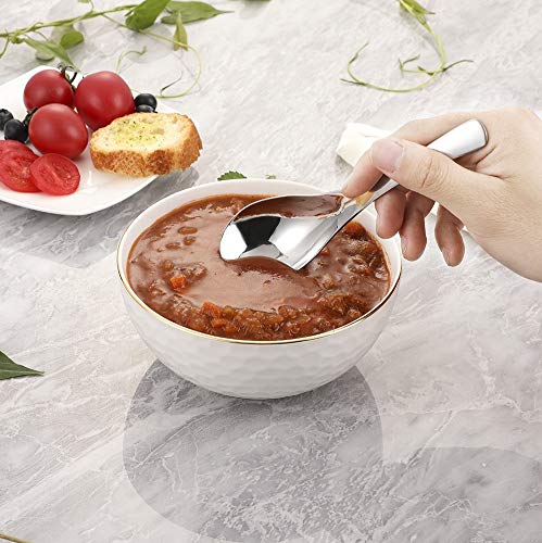 HIWARE Thick Heavy-weight Soup Spoons, High Grade Stainless Steel Soup Spoons, Set of 6 - color: Silver