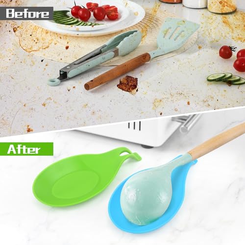 Silicone Spoon Rest for Stove Top, Spoon Holder for Stove, Silicone Spoons Rest for Kitchen Counter, Heat Resistant - color: Red green blue