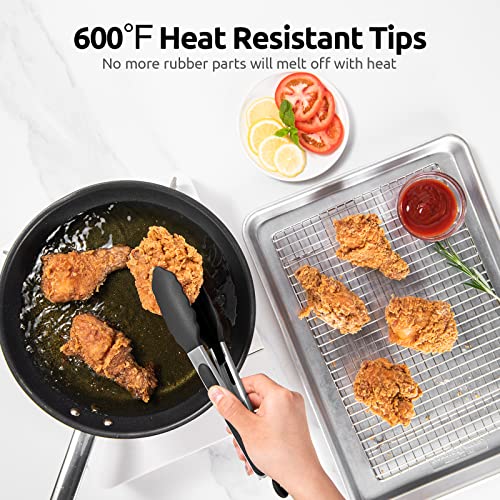 U-Taste 600ºF High Heat 9in Silicone Kitchen Tong and 600ºF Heat Resistat Spatula Spoon Flexible Silicone Cooking Scoop Spoonula (Black)