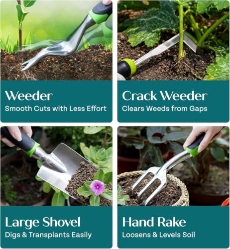 Heavy Duty Gardening Tools - Gardening Gifts for Women, Men, Mom, Dad - Durable, Ergonomic Garden Tools Set (Floral) - style: Floral