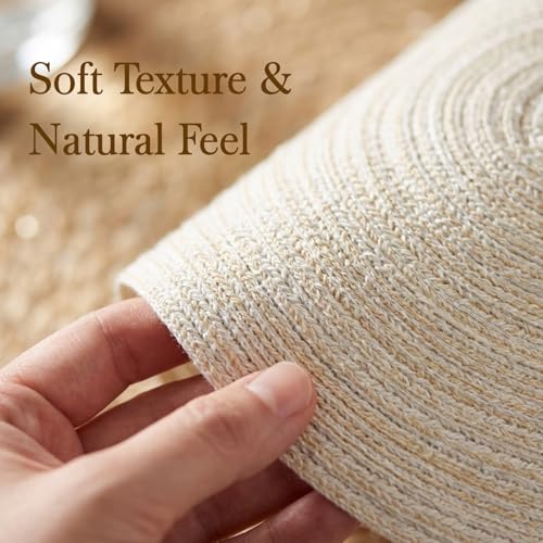 Placemats Set of 8, Woven Oval Braided Dining Table Mats(Beige) | 12 x 17.5 Inch Size Fits Plates and Flatware; Hand Washable and Heat Resistant for Kitchen Use, with Farmhouse and Boho Style - color: Beige, size: 8 pcs
