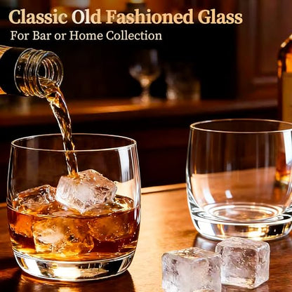 Whiskey Glasses Set of 6, 12oz Crystal Old Fashioned Rocks Glass | Lowball Glasses for Cocktail, Scotch, Bourbon.Clear Short Drinking Glasses for Daily Use.Perfect Anniversary or Birthday Gift - size: Short -12 oz
