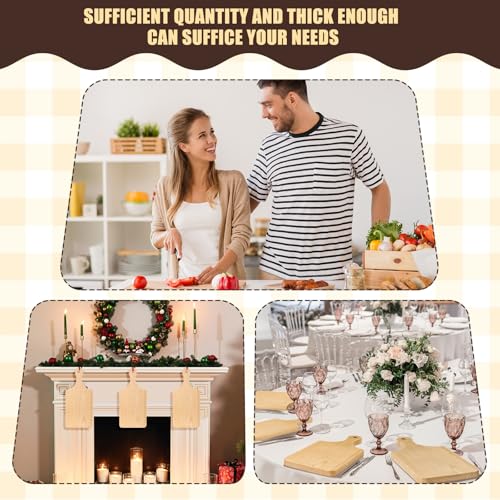 Lounsweer 6 Pcs Wood Cutting Boards Bulk 11 Inch with Handle | Thicken Wooden Boards for Chopping Serving Charcuterie, Laser Engraving Material, Housewarming Wedding Gifts - size: 11 x 5 inches
